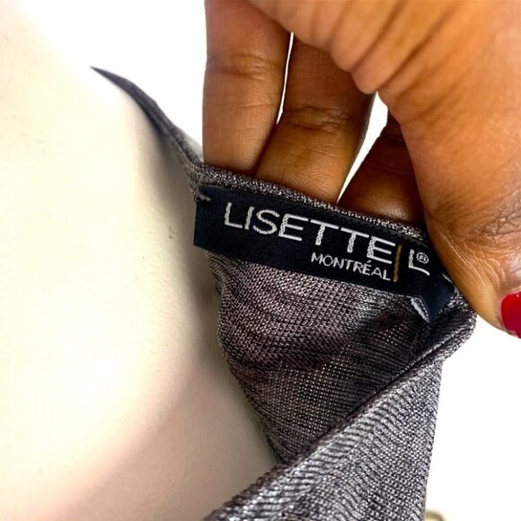 Lisette silver non symmetrical mid sleeve top metallic lightweight xs xsmall - Picture 6 of 12